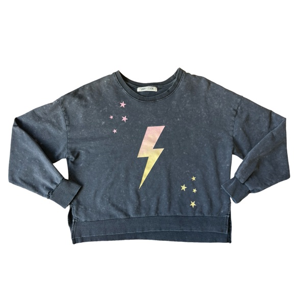 Sunday Stevens Gray Stars & Lightning Bolt Crewneck Sweatshirt - Small - Picture 2 of 12